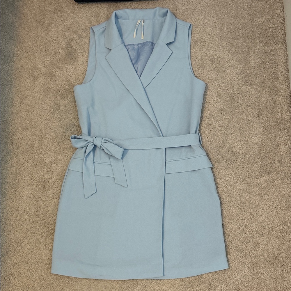 Anthropology M light blue vest coat dress